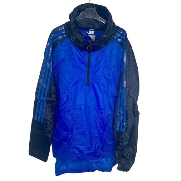 NEW Adidas Cougle Lightweight Half Zip Jacket Windbreaker Blue Black Large L Men - Picture 2 of 7